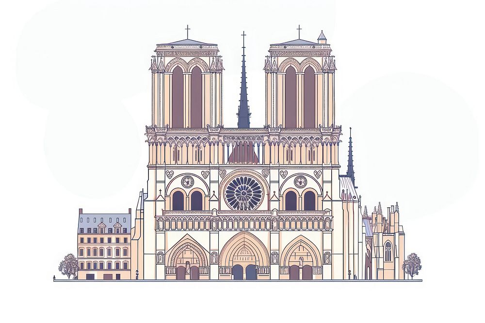 Notre dame flat illustration architecture cathedral building.