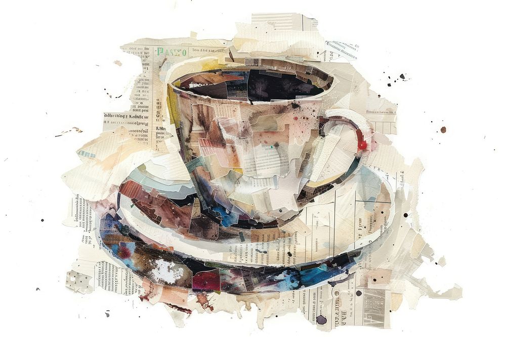 Painting coffee cup collage.