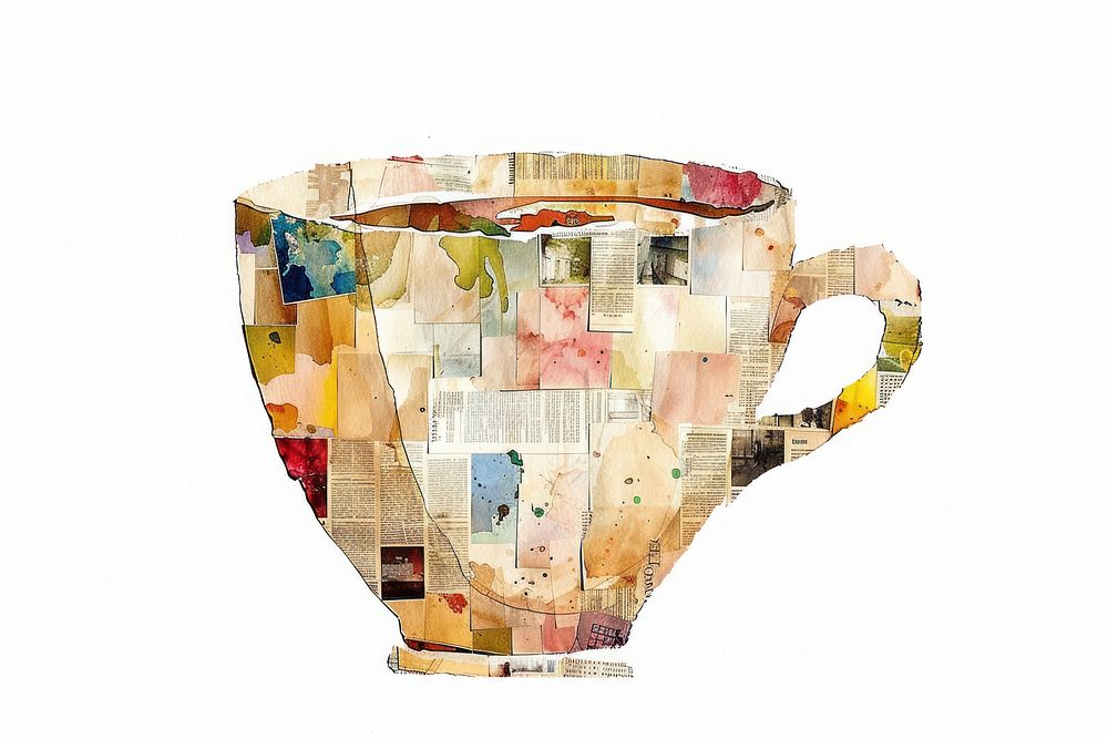 Collage cup painting coffee.
