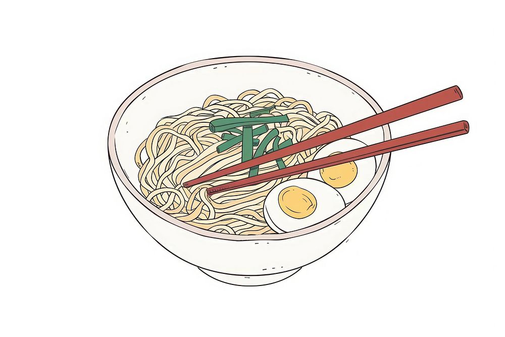 Soba flat illustration chopsticks noodle person.