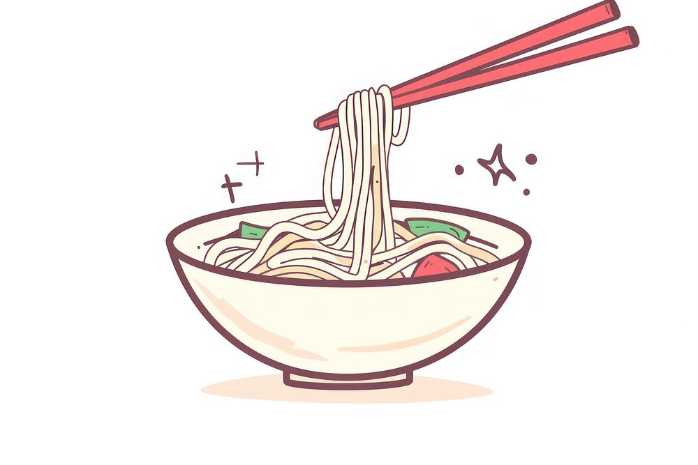 Soba flat illustration chopsticks jacuzzi noodle.
