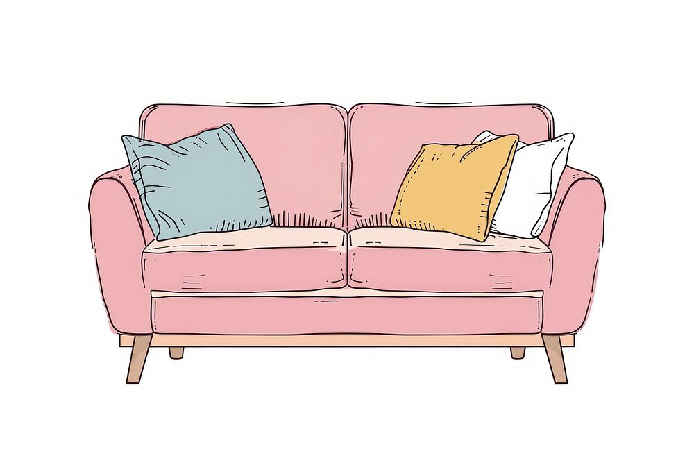 Sofa flat illustration furniture cushion pillow.