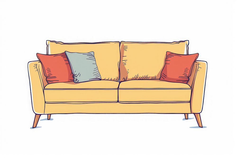 Sofa flat illustration furniture cushion pillow.