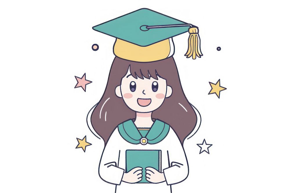 Student girl holding graduation hat flat illustration people person human.