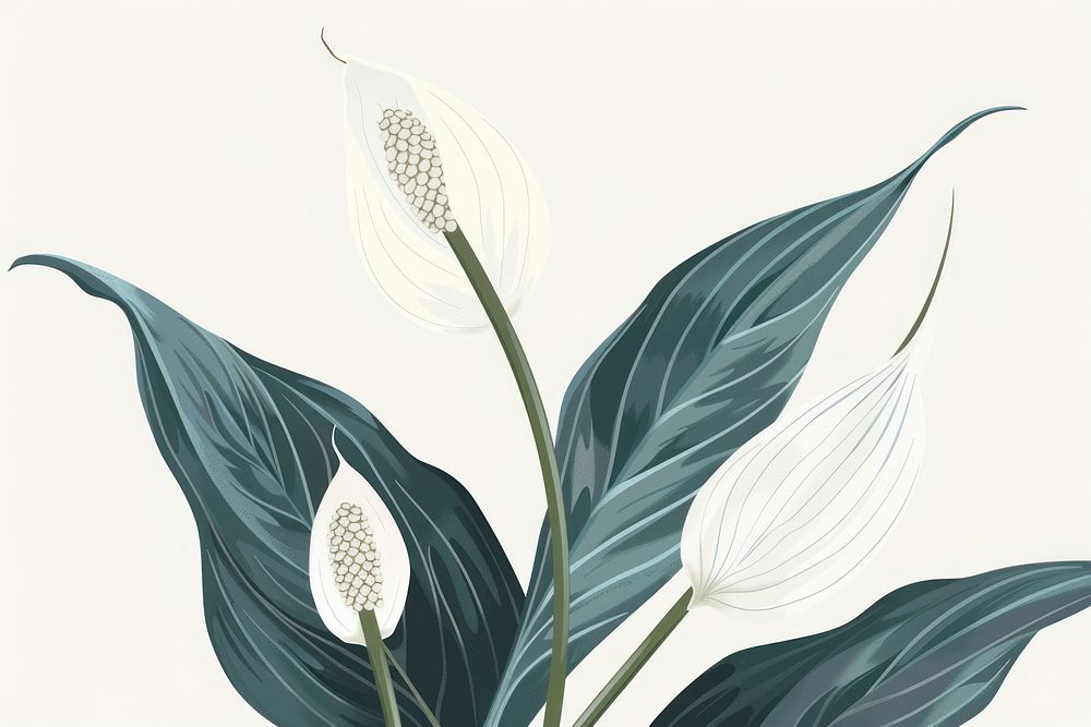 Peace Lily flat illustration anthurium blossom araceae.