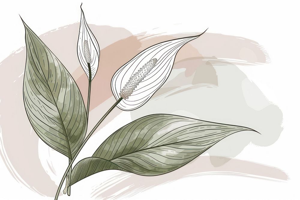 Peace Lily flat illustration art blossom araceae.