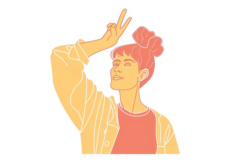 Person making a peace sign flat illustration person art illustrated.