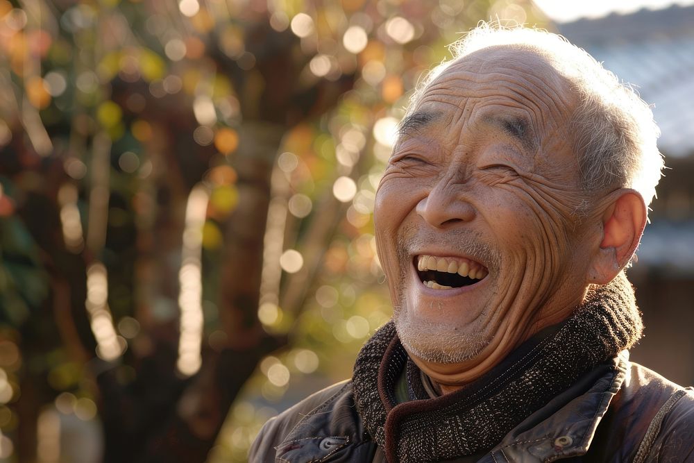 Japanese man laughing clothing apparel.