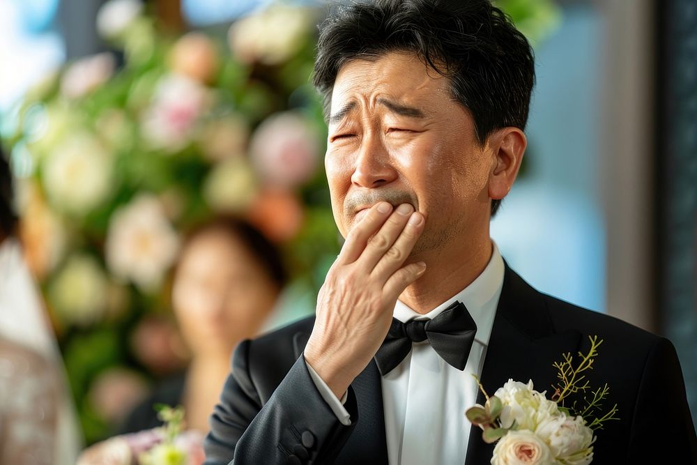 Korean mature groom clothing wedding worried.