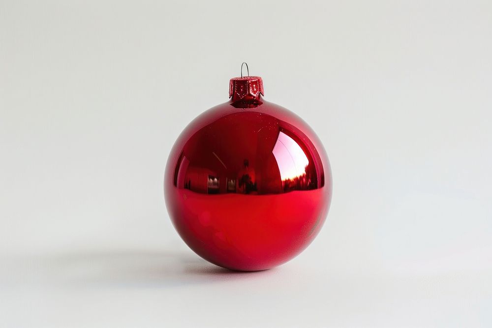 A shiny red ball Christmas ornament christmas accessories accessory.