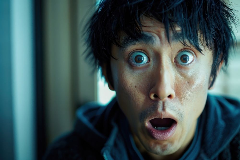 Japanese man surprised photo photography.