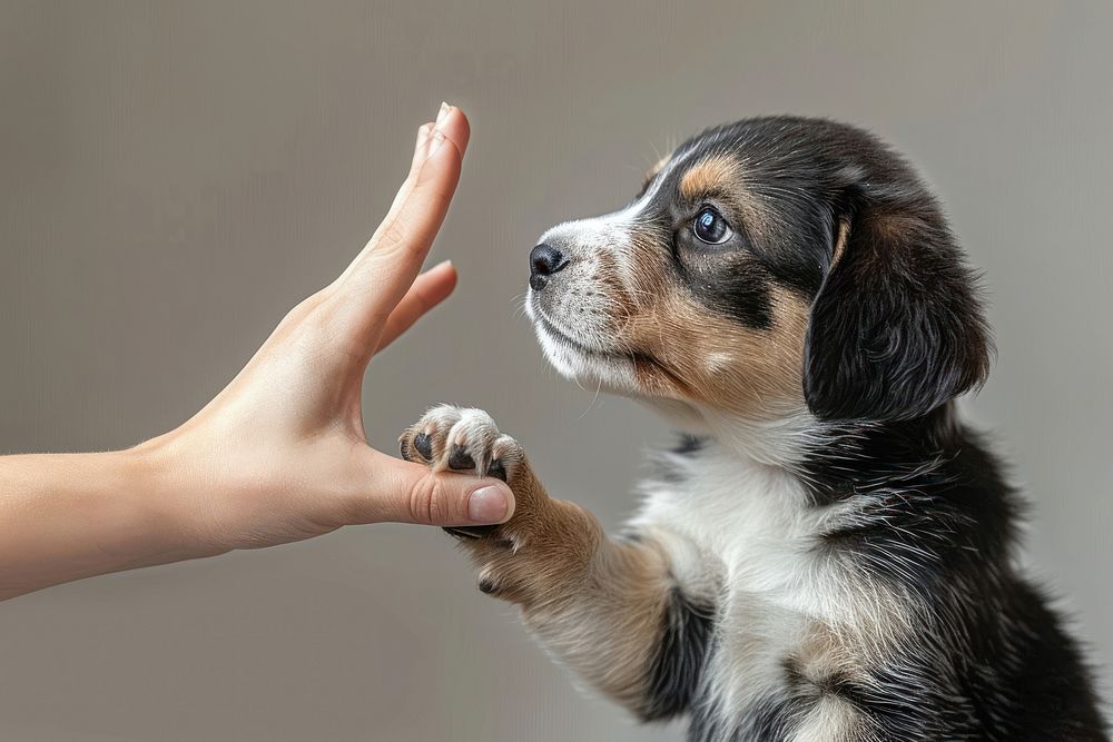 Beagle giving high five animal canine mammal.