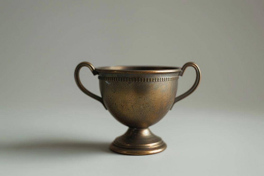 Bronze trophy cup pottery mug.