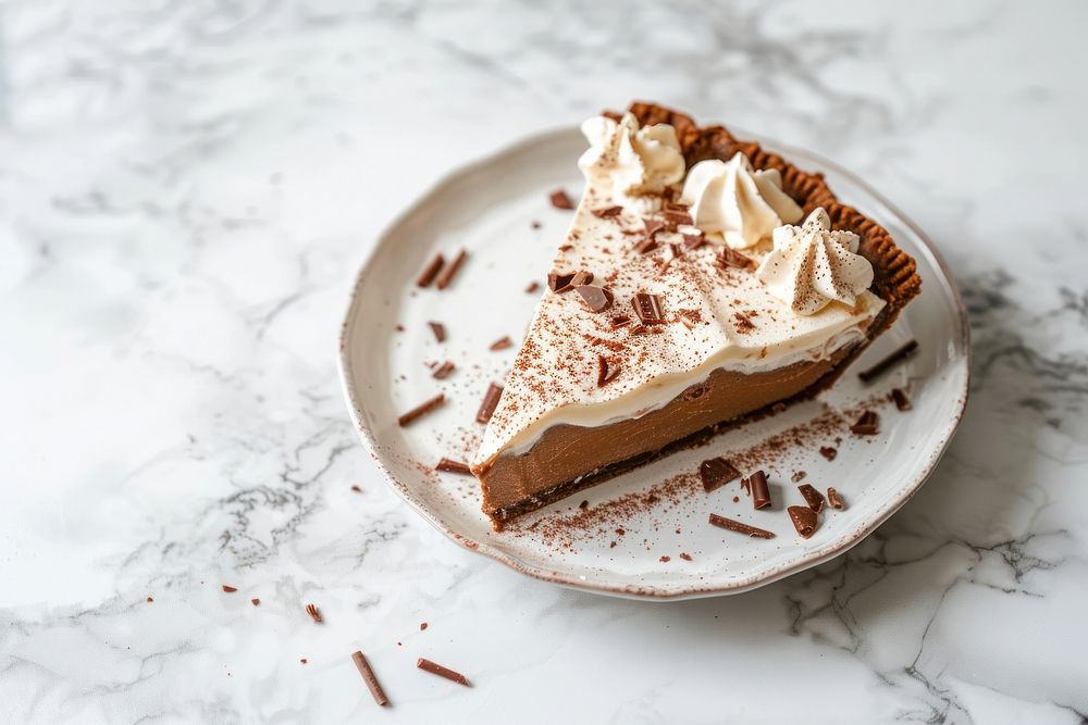 Delicious Slice of Chocolate Cream Pie cream cheesecake dessert.