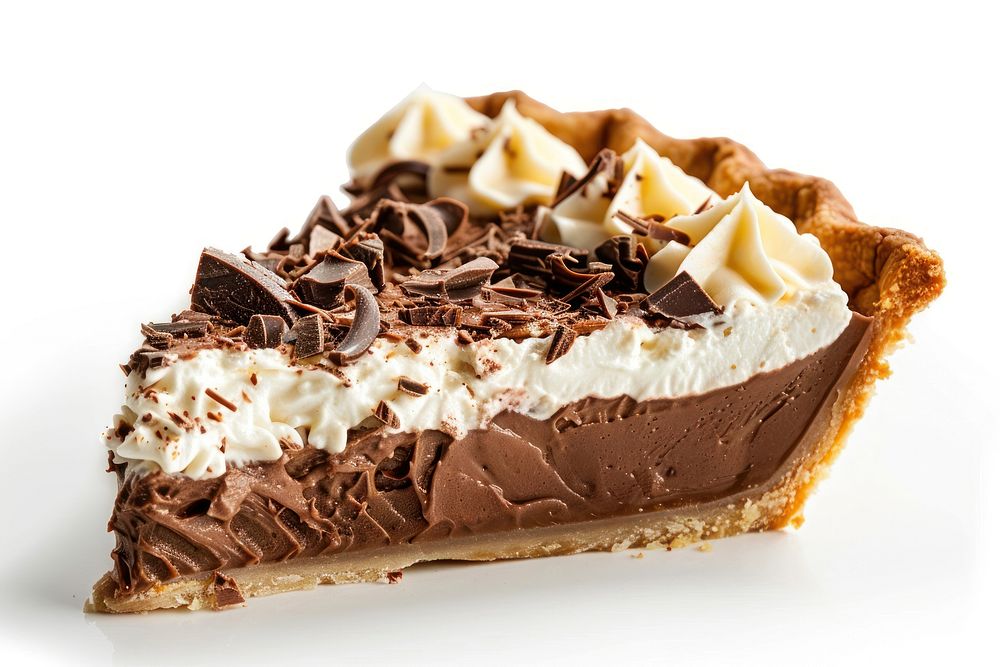 Delicious Slice of Chocolate Cream Pie cream dessert mousse.