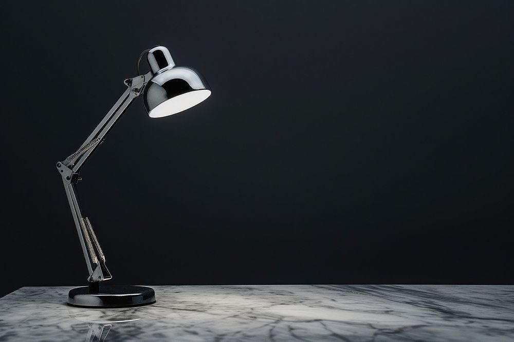 Desk lamp at marble table lampshade lighting table lamp.