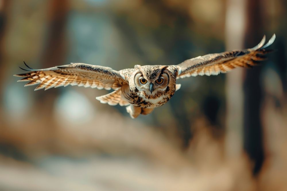 Flying owl animal bird beak.