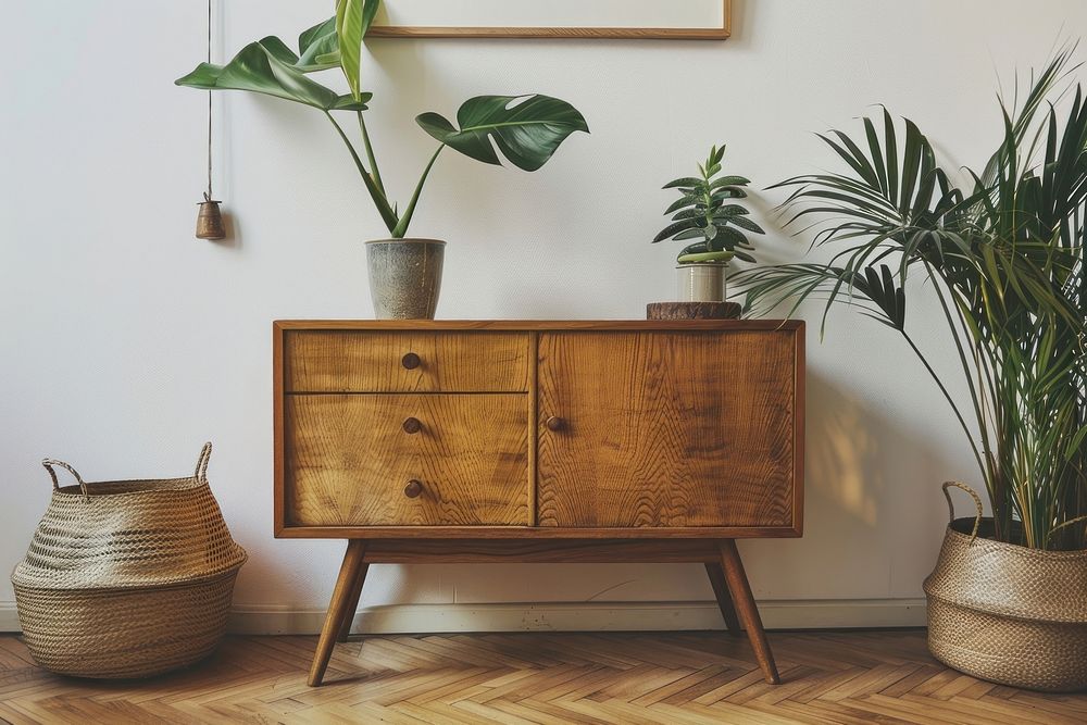 Scandinavian vintage wood cabinet accessories blackboard furniture.