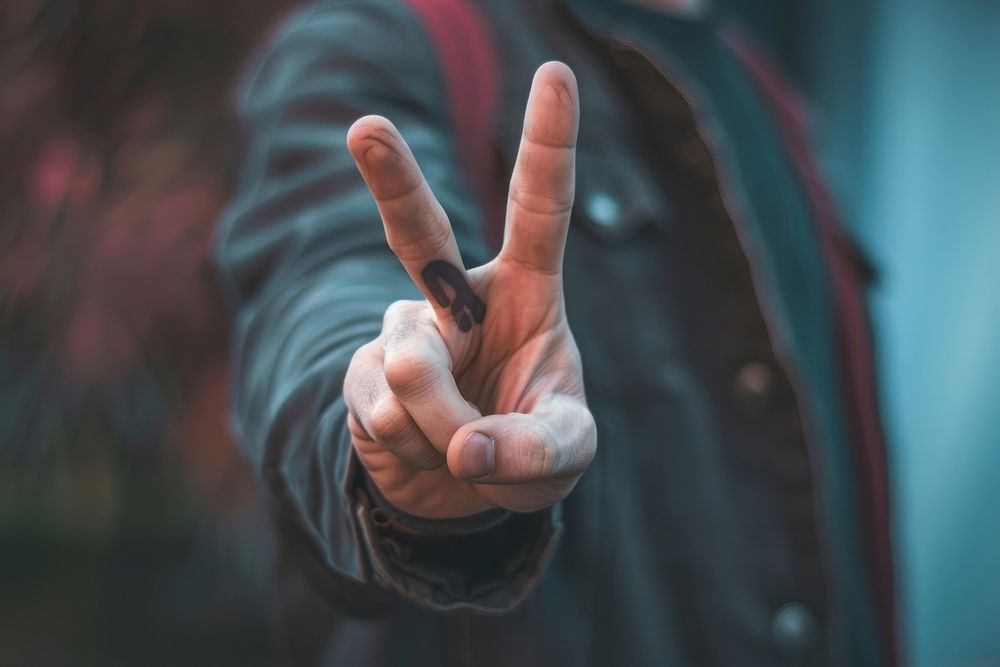 Person making a peace sign finger human adult.