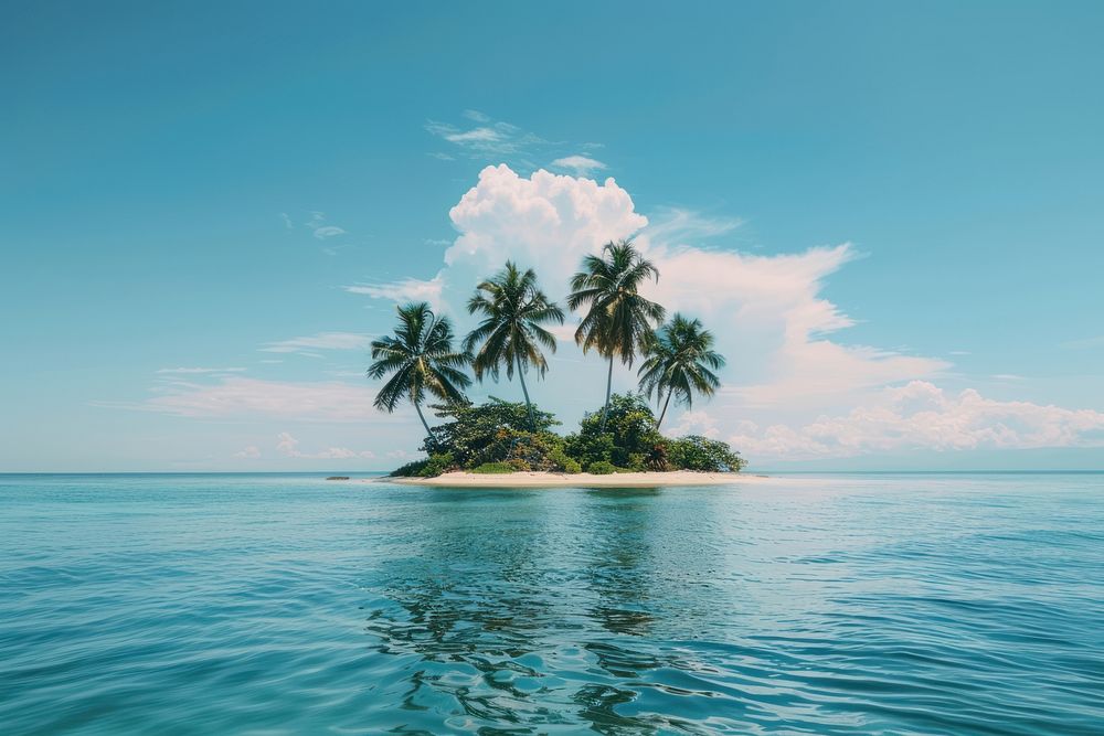 Tropical island shoreline outdoors horizon.