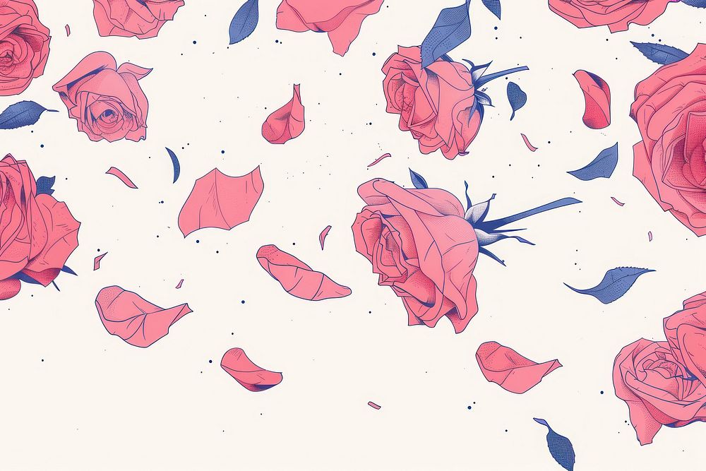 Rose petals flat illustration art painting graphics.