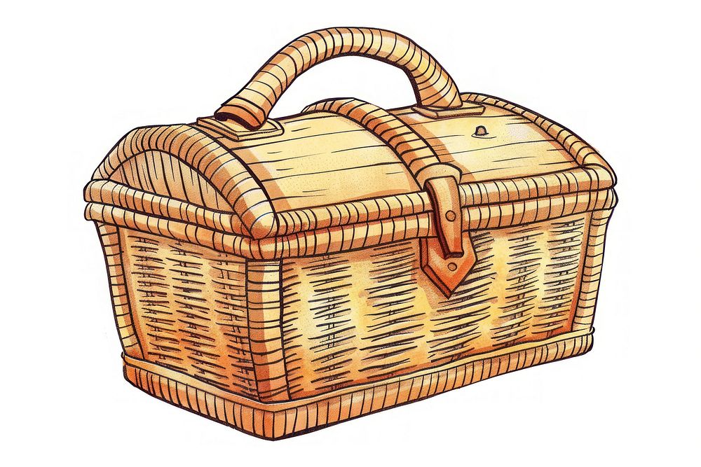 Rattan chest illustration furniture treasure basket.