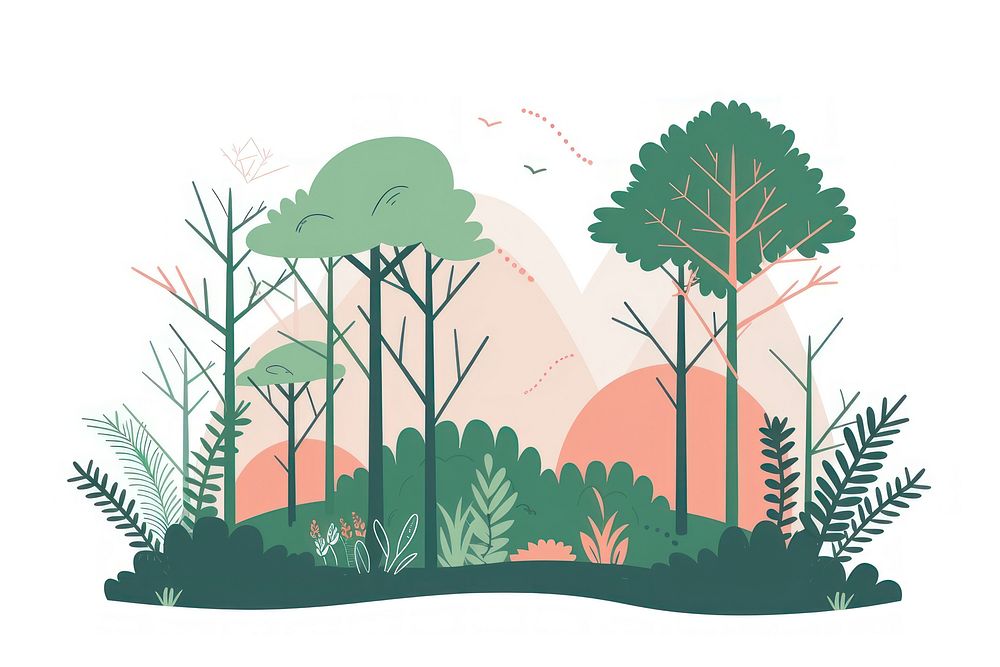 Rainforest flat illustration art illustrated vegetation.