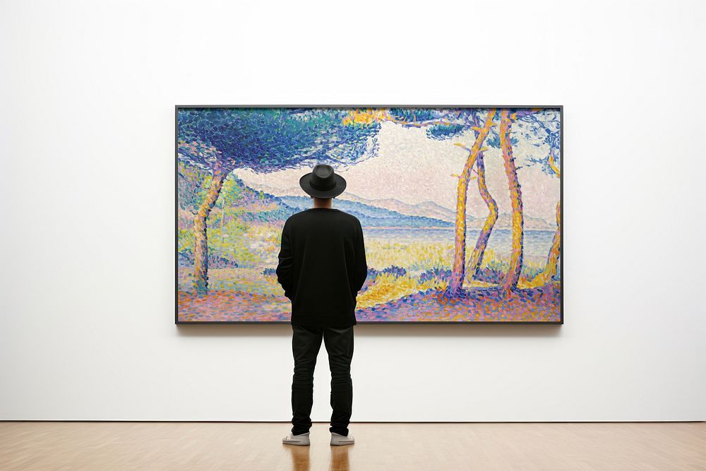 man at art exhibition