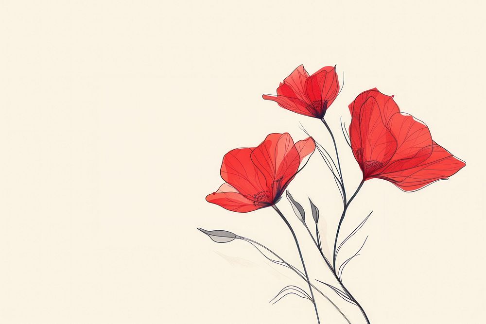 Red flower flat illustration art illustrated blossom.