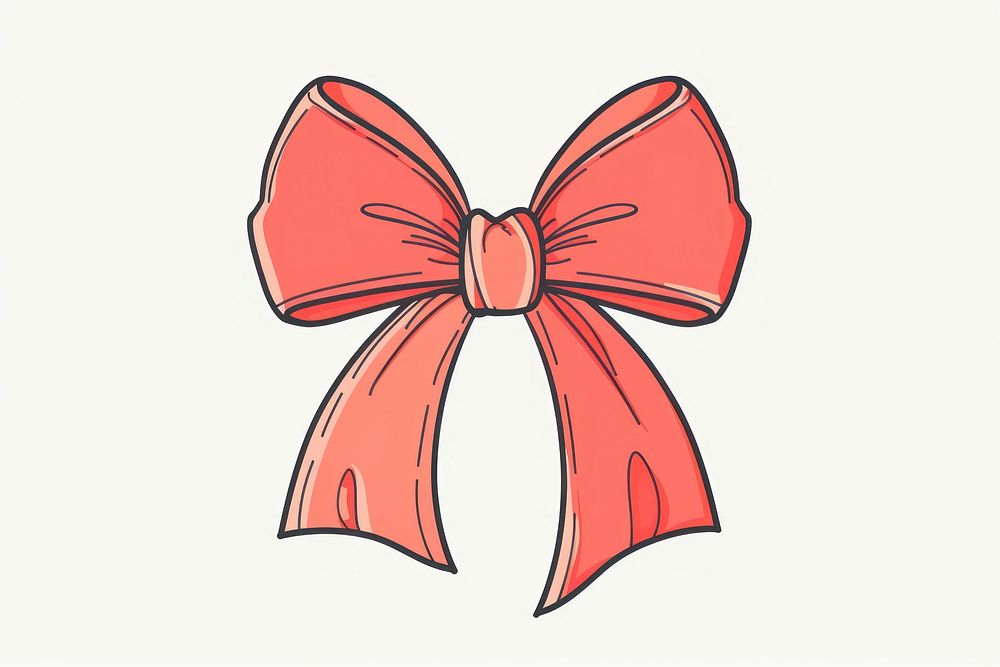 Red ribbon bow flat illustration accessories accessory blossom.