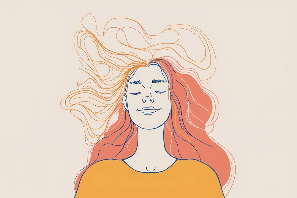 Woman representing positive mental health flat illustration art photography illustrated.
