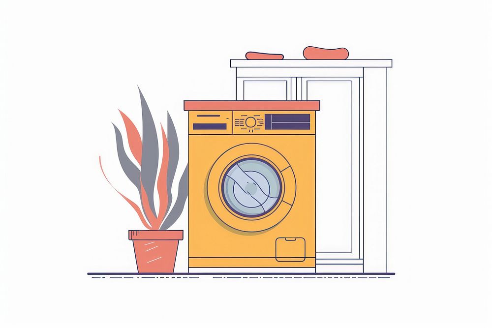 Washing machine flat illustration appliance letterbox mailbox.