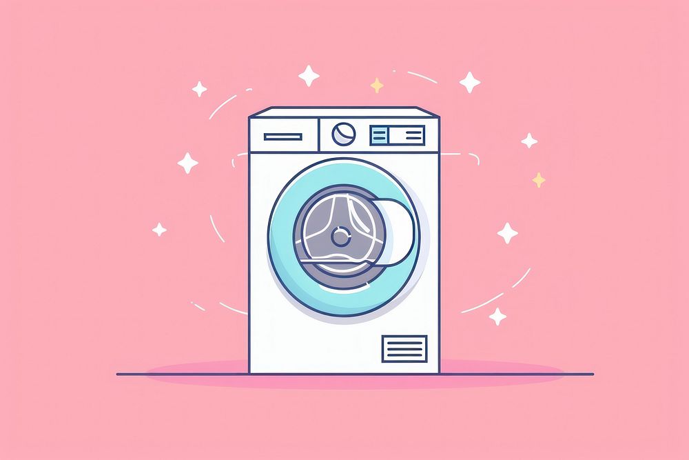 Washing machine flat illustration appliance device washer.