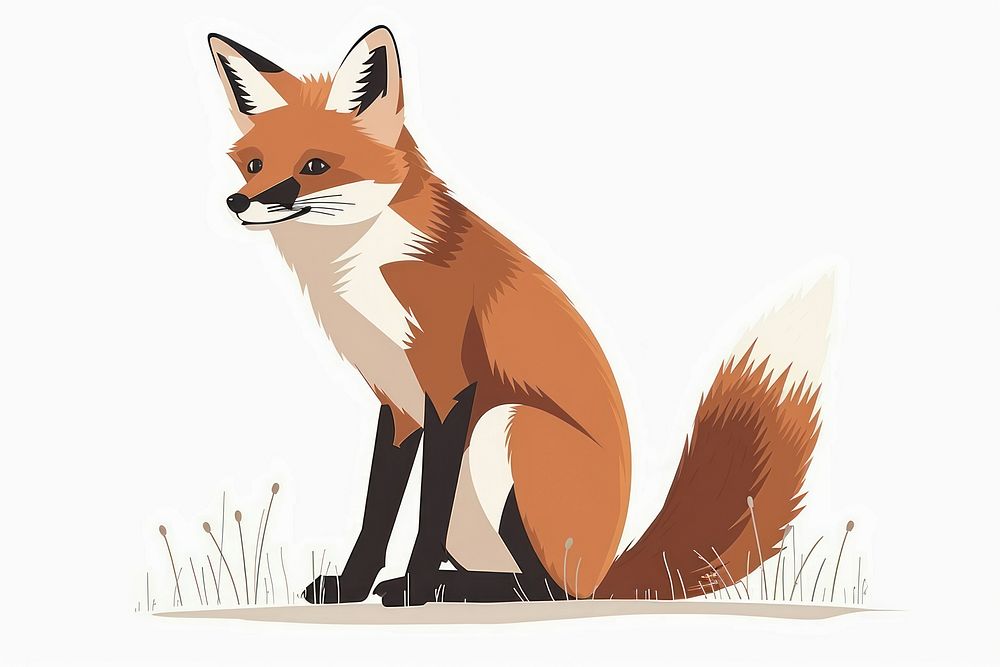 Wild red fox flat illustration wildlife animal canine.