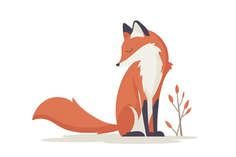 Wild red fox flat illustration wildlife animal mammal.