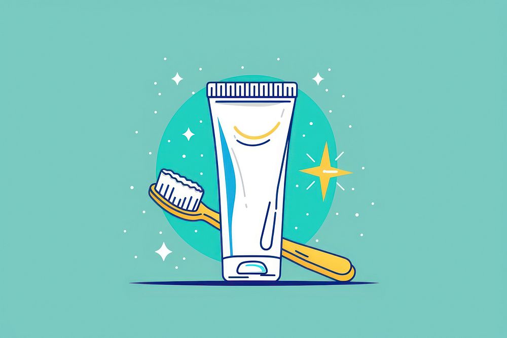 Toothpaste flat illustration cosmetics device brush.