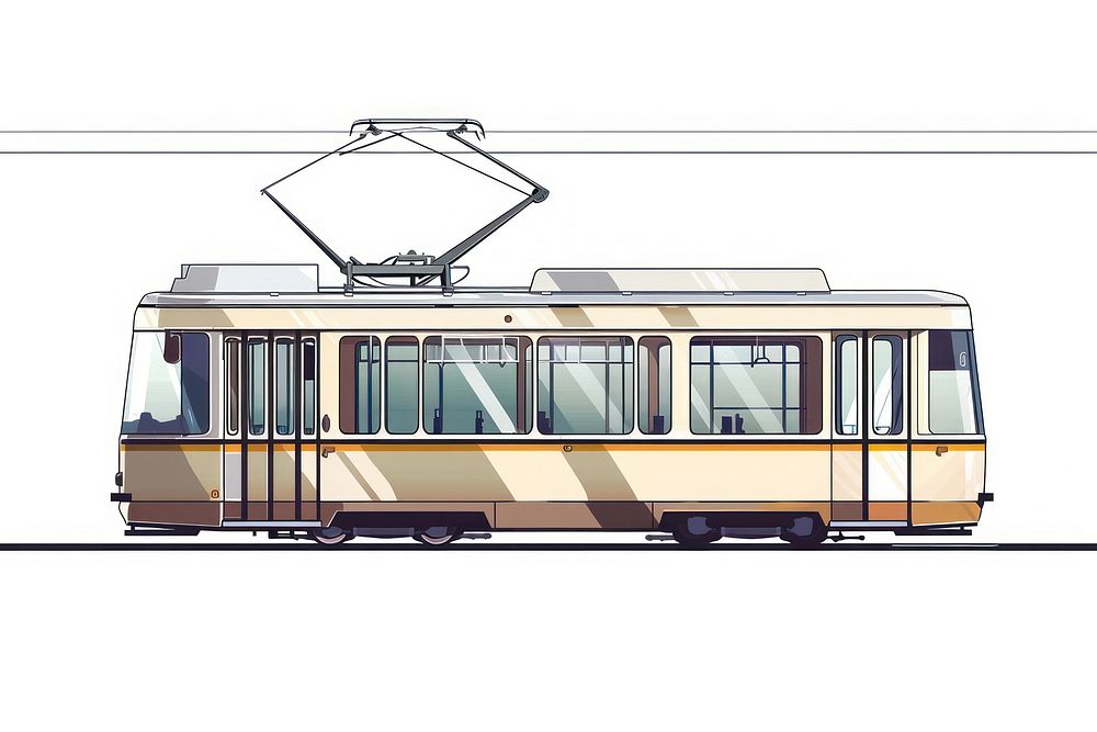 Tram flat illustration transportation streetcar vehicle.