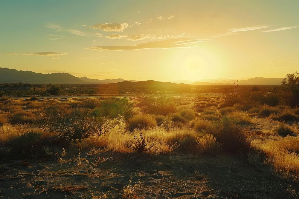 Beautiful desert landscape sunlight outdoors horizon.