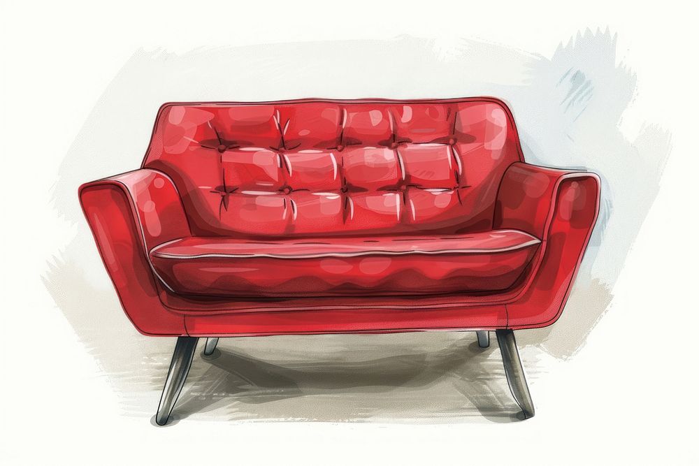 Vintage red settee illustration furniture armchair crib.