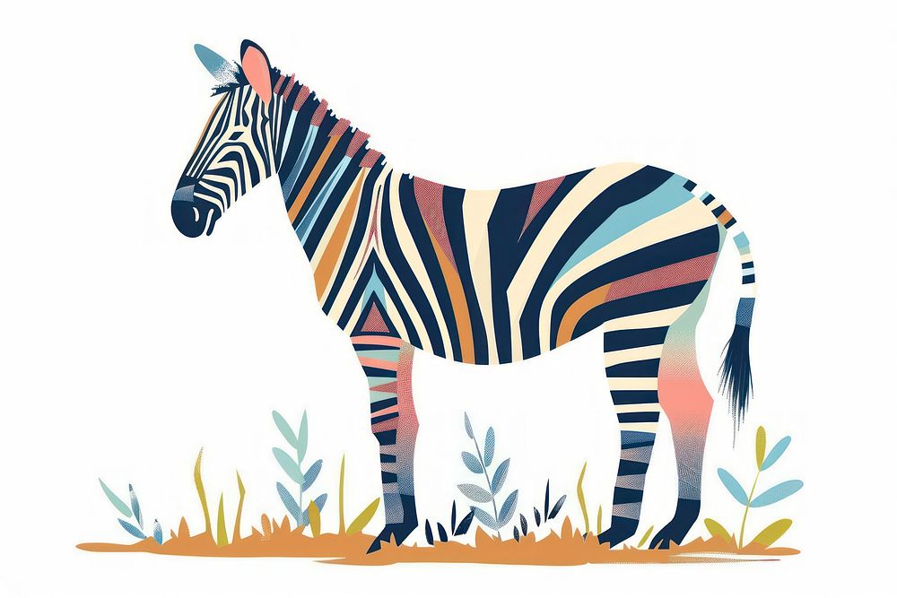 Zebra flat illustration wildlife animal mammal.