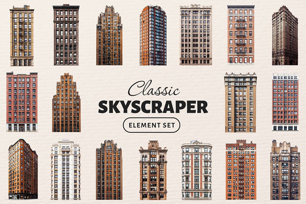 Classic skyscraper design element set | Free Photo - rawpixel