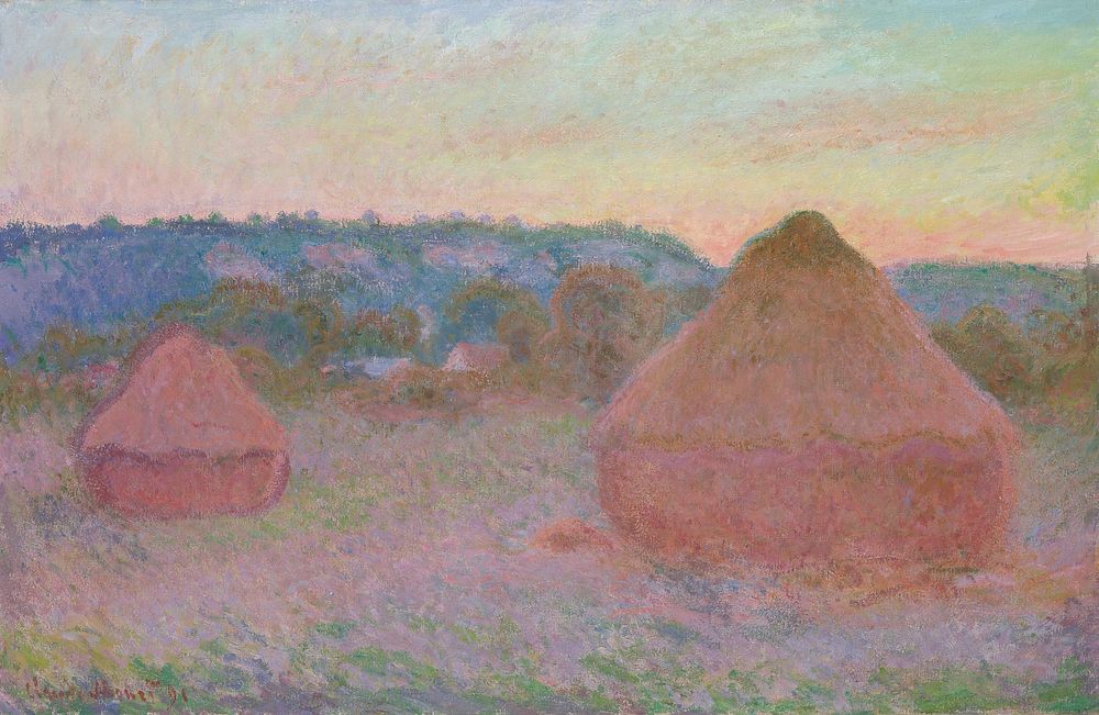 Claude Monet's Stacks of Wheat (End of Day, Autumn). Original public domain image from Art Institute of Chicago. Digitally…