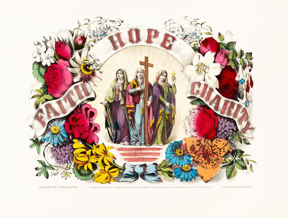 Faith Hope Charity (1874) by Currier & Ives. Original public domain from Library of Congress. Digitally enhanced by rawpixel.