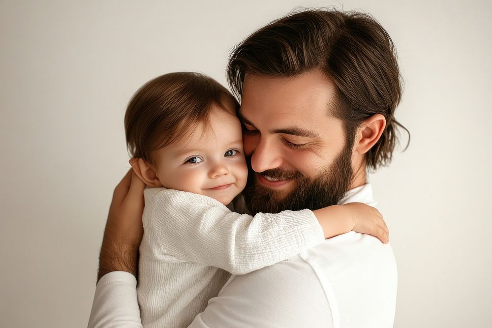 Daddy and baby hugging each other photo parent-child photography.