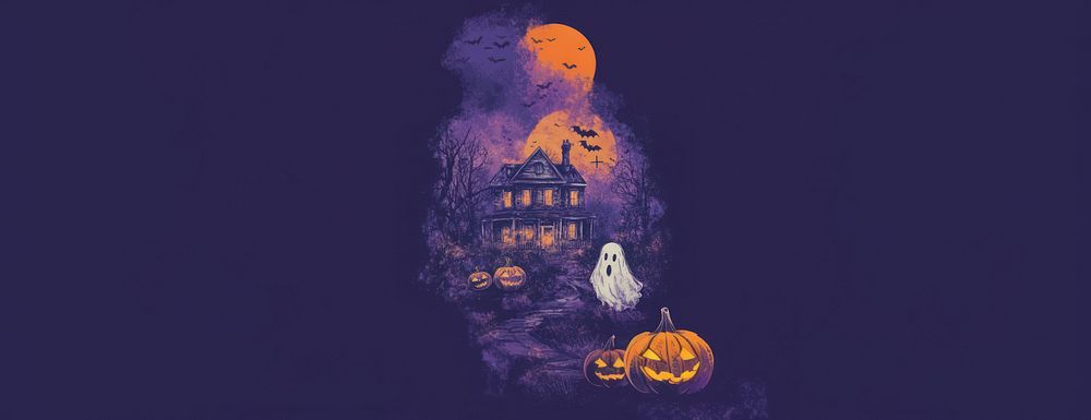 Halloween illustration pumpkin haunted.