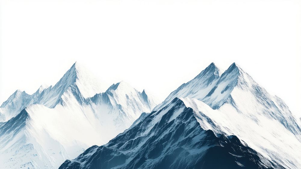 Snow-capped mountain peaks mountains illustration landscape.