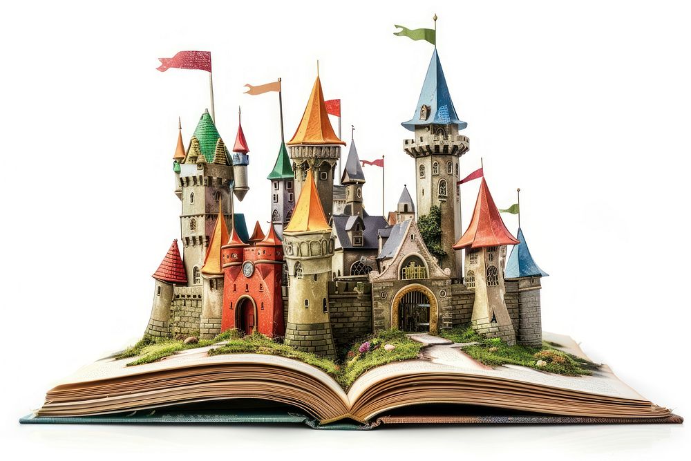 Fairy tale castle book tower architecture.