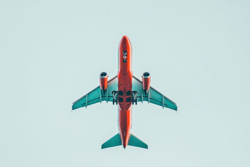 Airplane flight transportation photography.