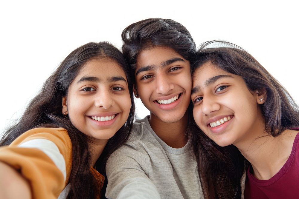 Indian friends taking a selfie smile happy togetherness.