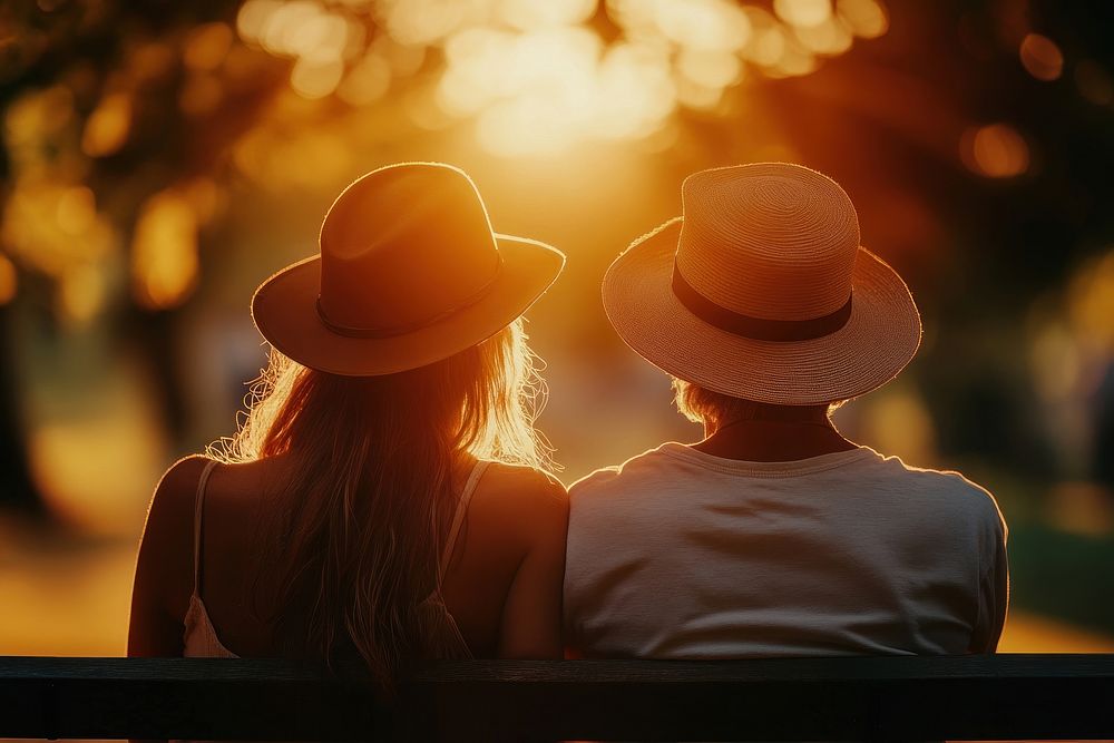 Couple enjoying sunset together